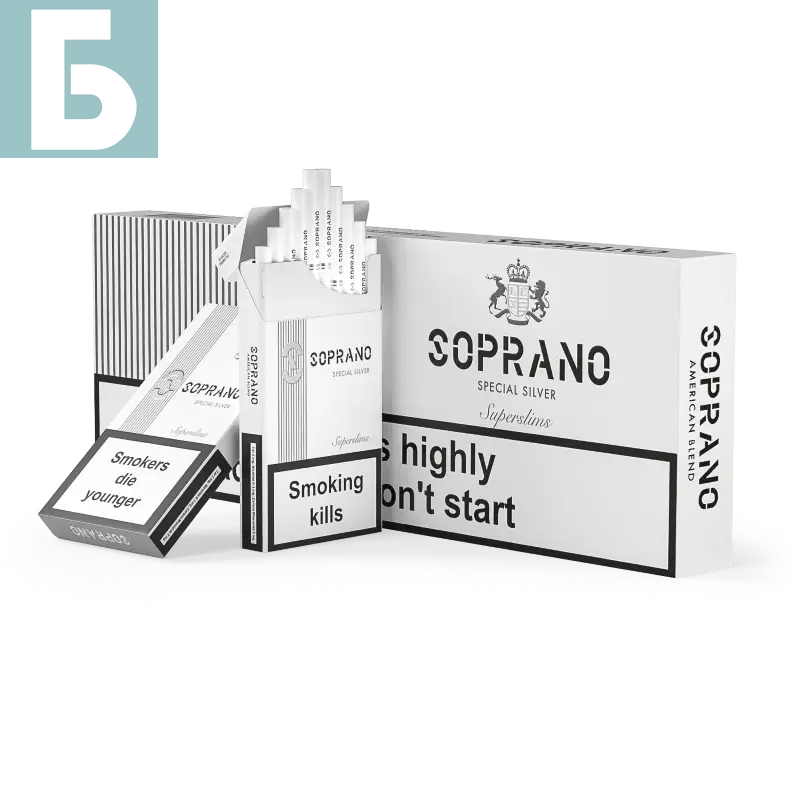 Заказать сигареты оптом Сигареты Soprano Special Silver Superslims (Сопрано Сильвер Суперслим) Заказать сигареты блоками Сигареты Soprano Special Silver Superslims (Сопрано Сильвер Суперслим)